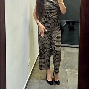 Enfocus Studio Black and Gold Patterned Jumpsuit